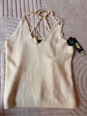 Lauren Ralph Lauren Chic Cream Knit Halter Top